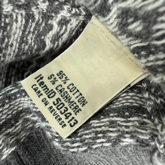 L.L.Bean Sweater Womens XL Gray White Turtleneck Fair Isle Nordic Cashmere Blend - Picture 7 of 11